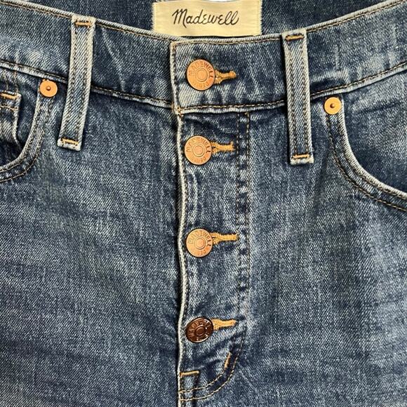 Madewell High-Rise Denim Shorts Burke Wash Button-Front Cut Off Raw Hem Size 27 - Picture 4 of 9